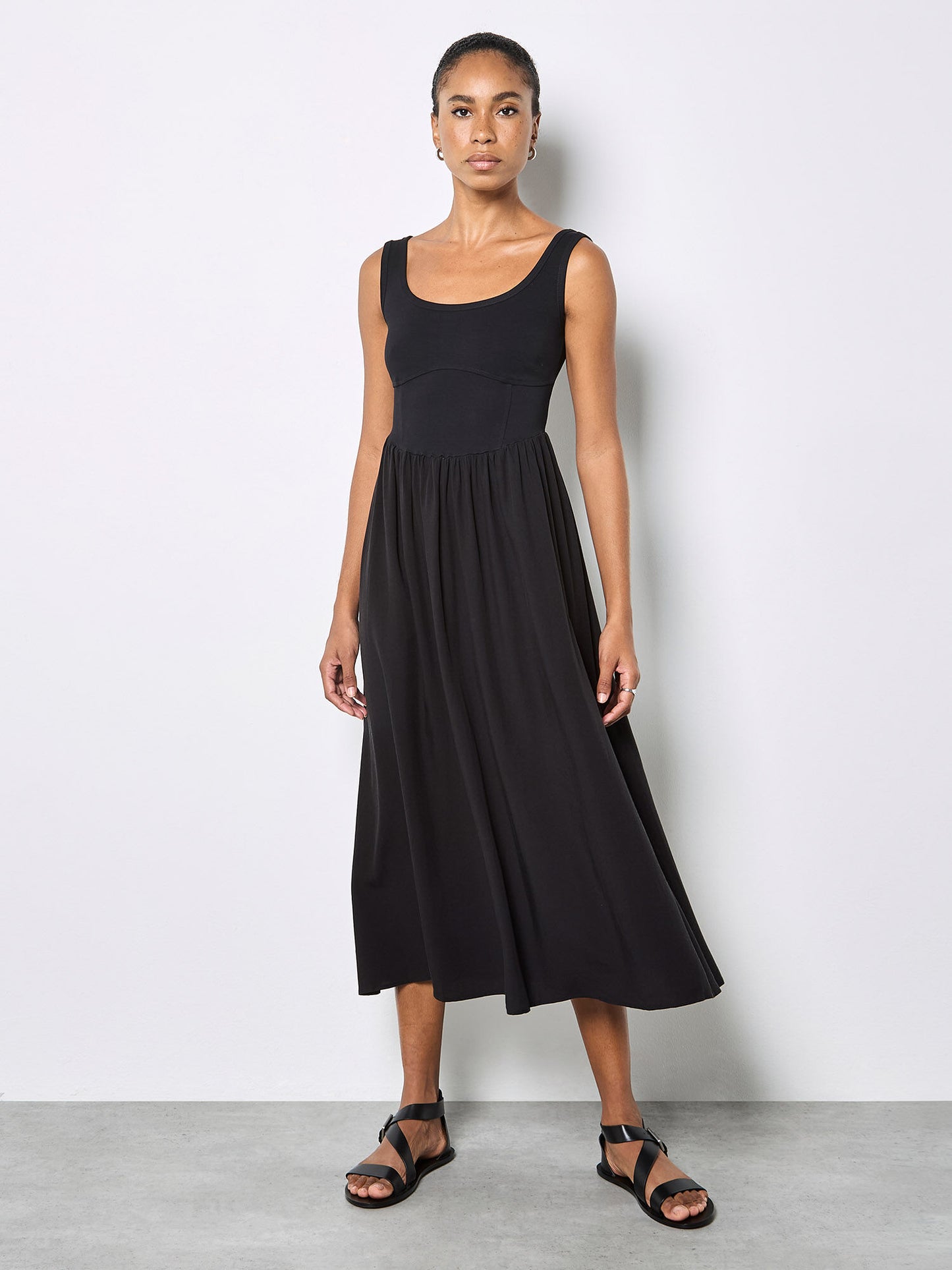 Jersey Bodice Cotton Midi Dress