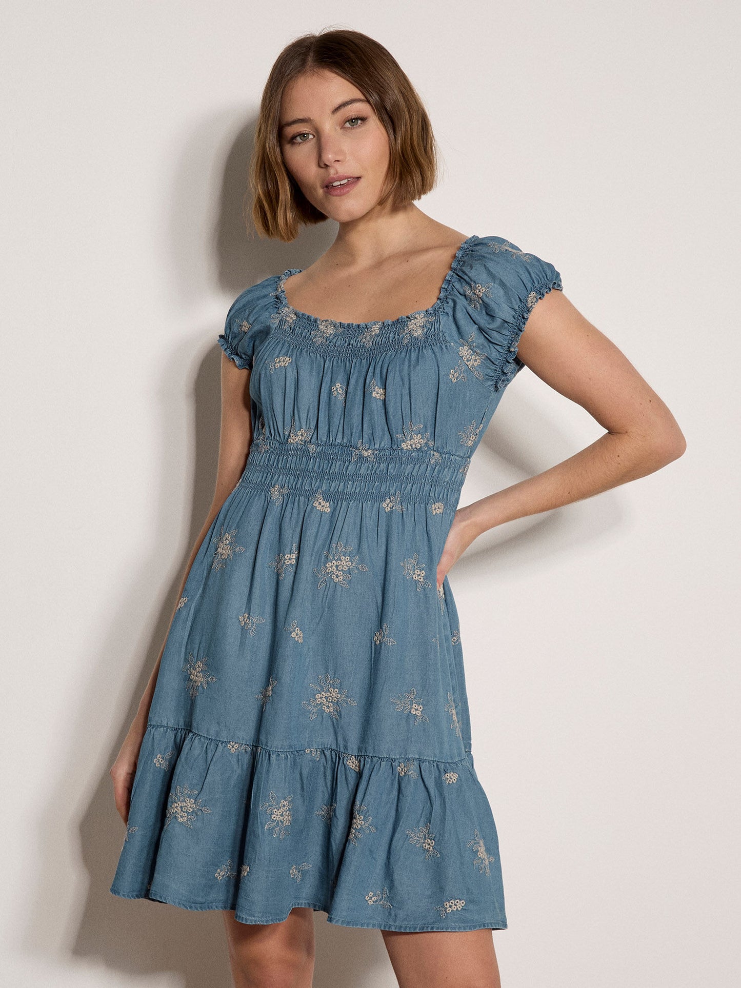 Floral Embroidered Milkmaid Dress