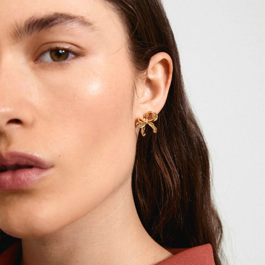 Cassian Recycled Bow Gold Plated Earrings