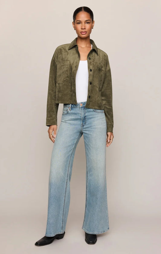 All Day Cropped Faux Suede Jacket