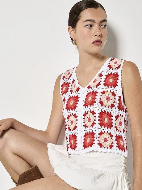 Crochet Button Vest