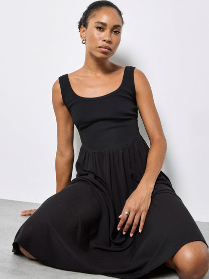 Jersey Bodice Cotton Midi Dress