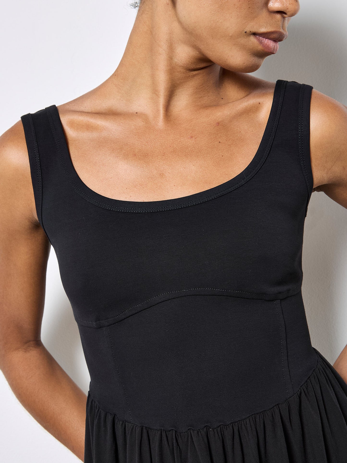 Jersey Bodice Cotton Midi Dress