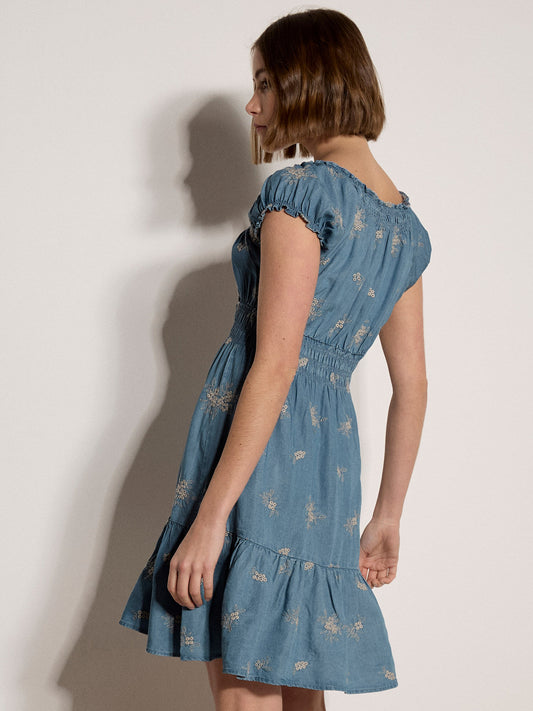 Floral Embroidered Milkmaid Dress