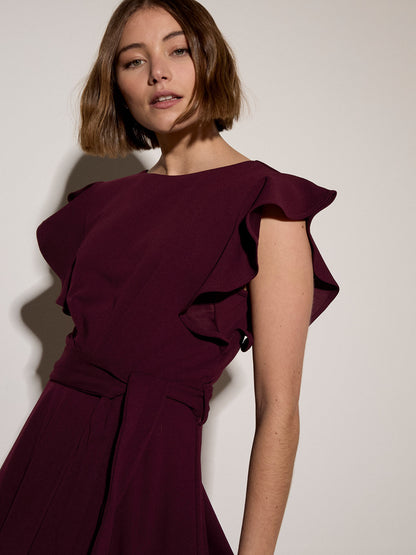 Ruffle Sleeve Fit & Flare Dress