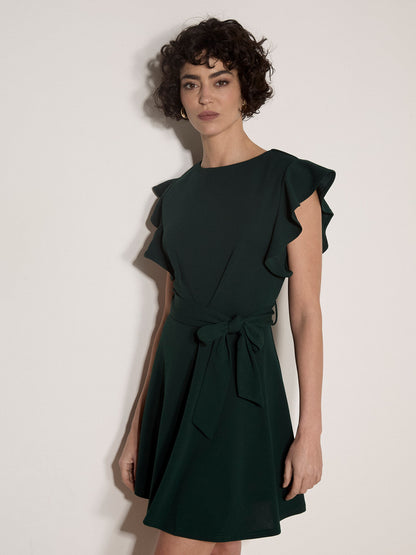 Ruffle Sleeve Fit & Flare Dress