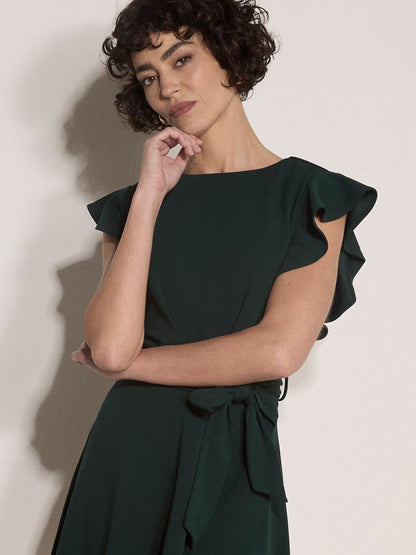 Ruffle Sleeve Fit & Flare Dress