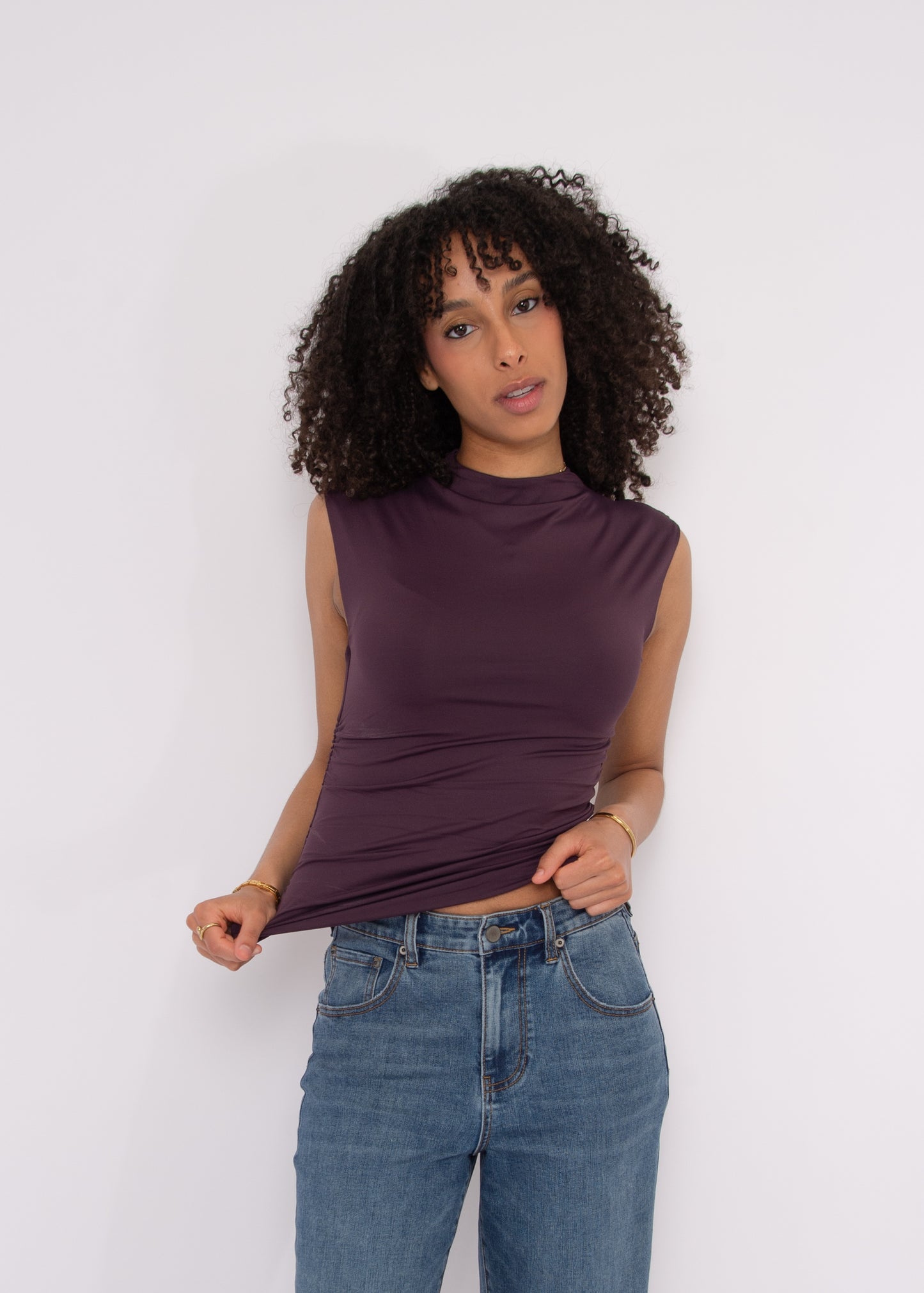 Yve Extended Sleeve Funnel Neck Top