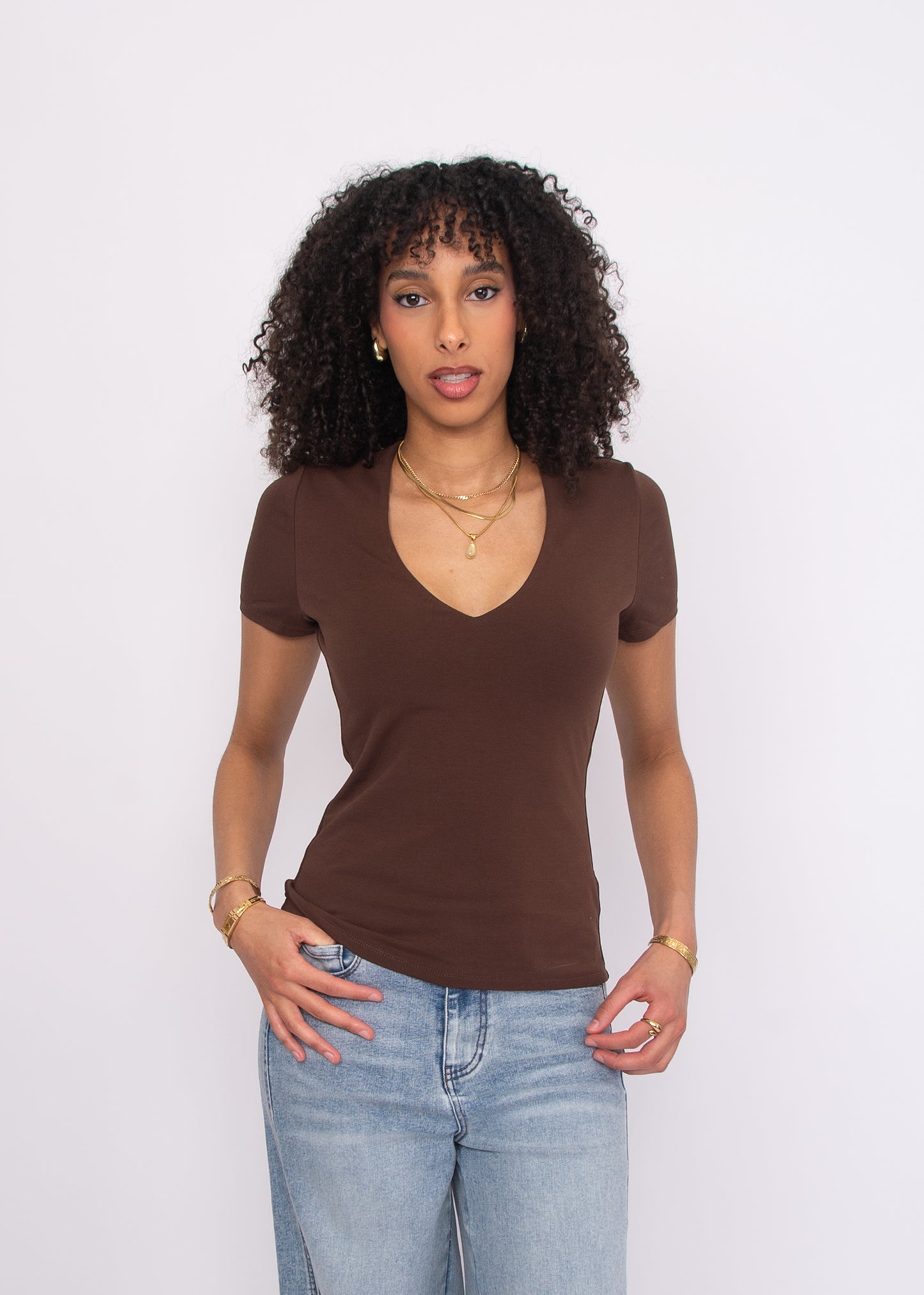 Valenna Deep V Neck Top