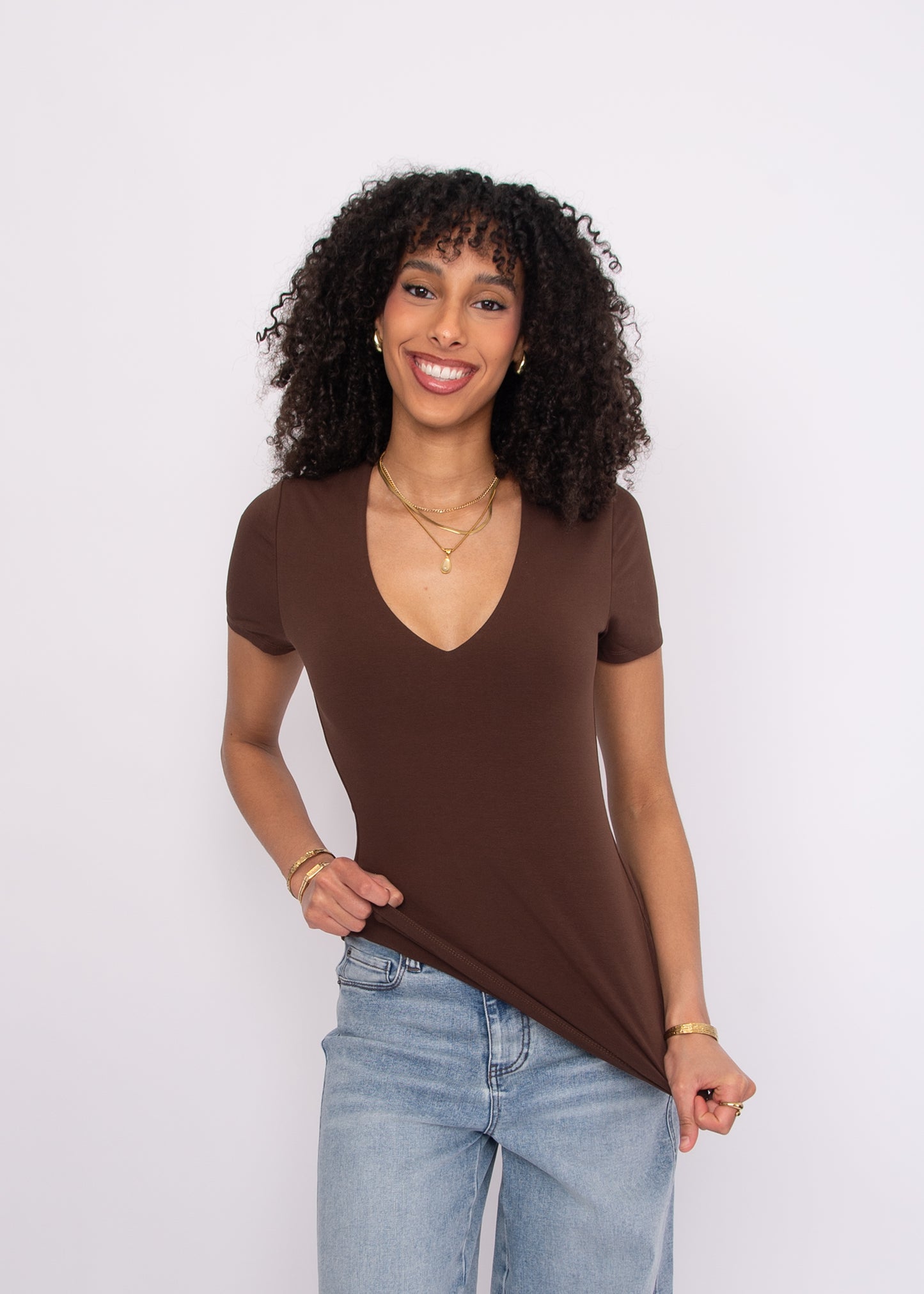 Valenna Deep V Neck Top