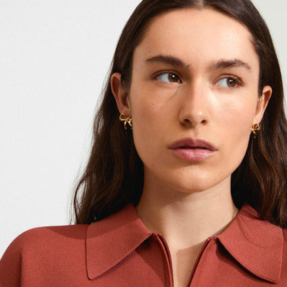 Cassian Recycled Bow Gold Plated Earrings