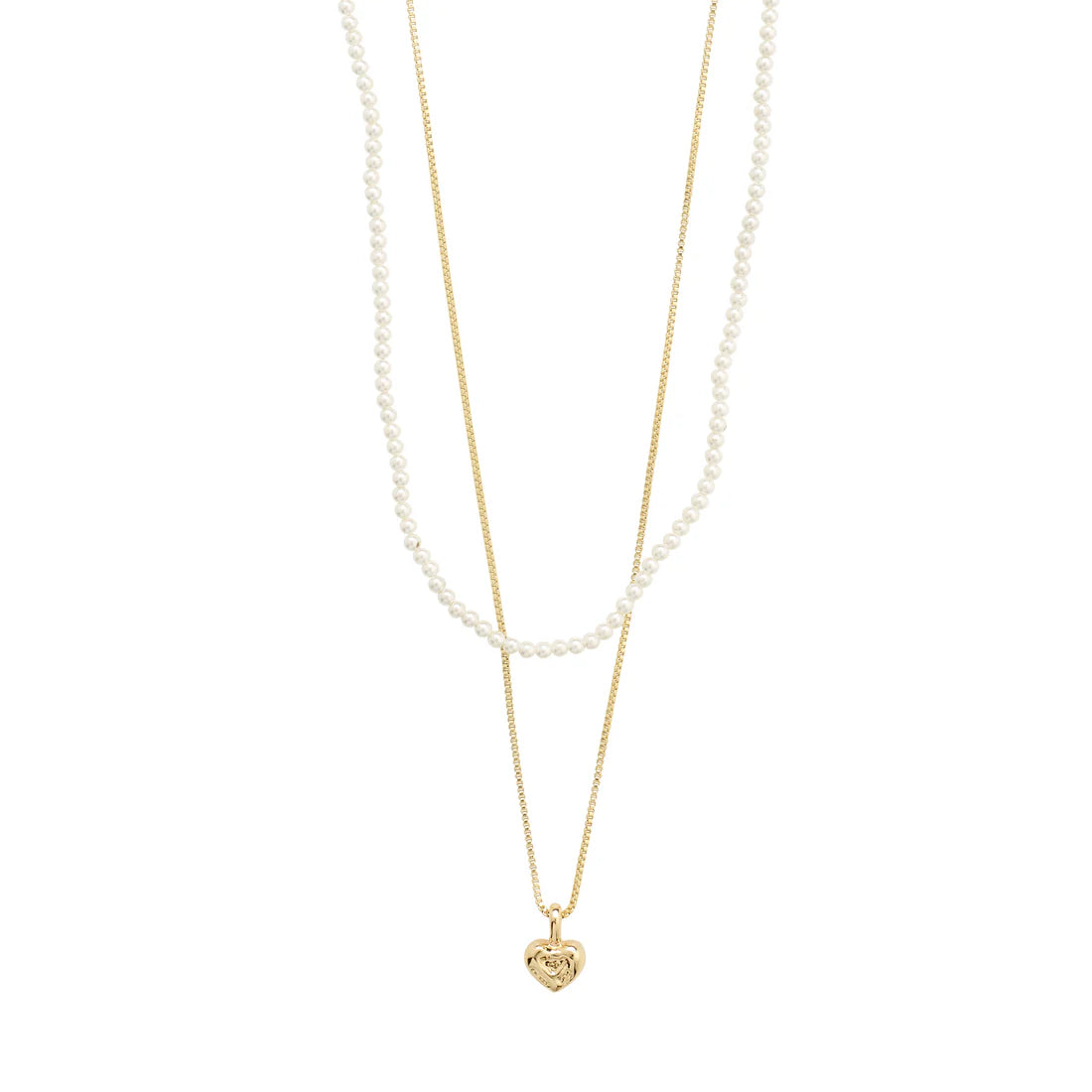 Arlet Micro Pearls & Heart Pendant Necklace 2-in-1 Set
