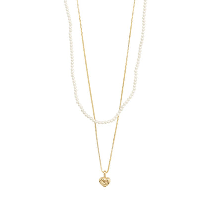 Arlet Micro Pearls & Heart Pendant Necklace 2-in-1 Set