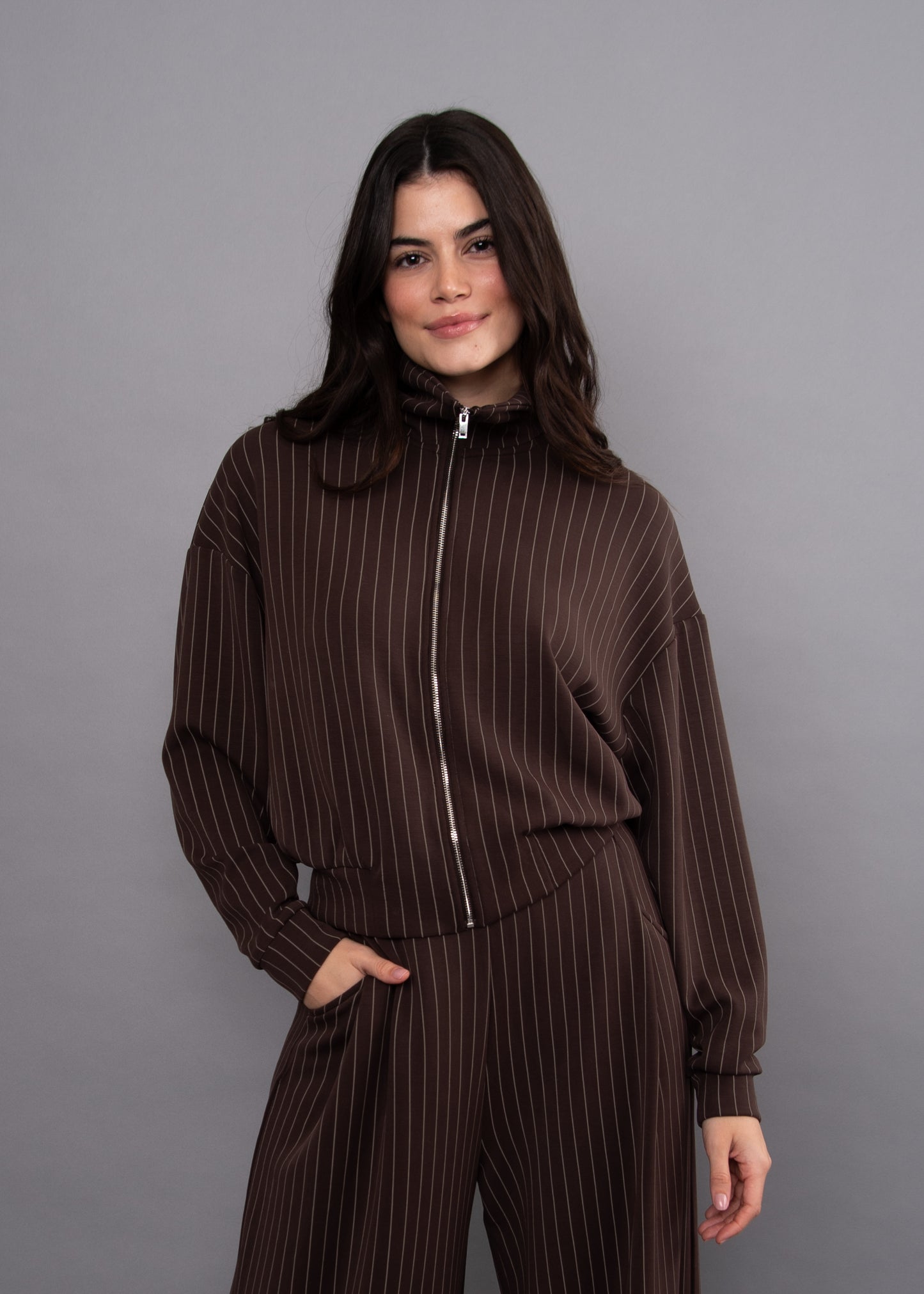 Mauritz Striped zip Up Top