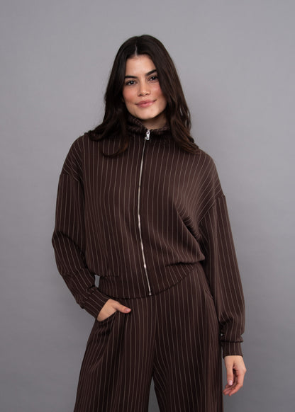 Mauritz Striped zip Up Top