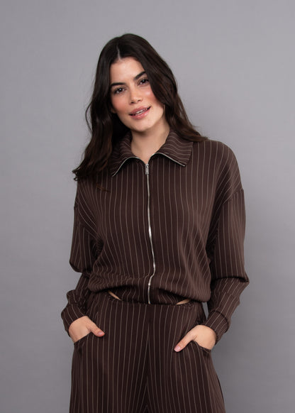 Mauritz Striped zip Up Top