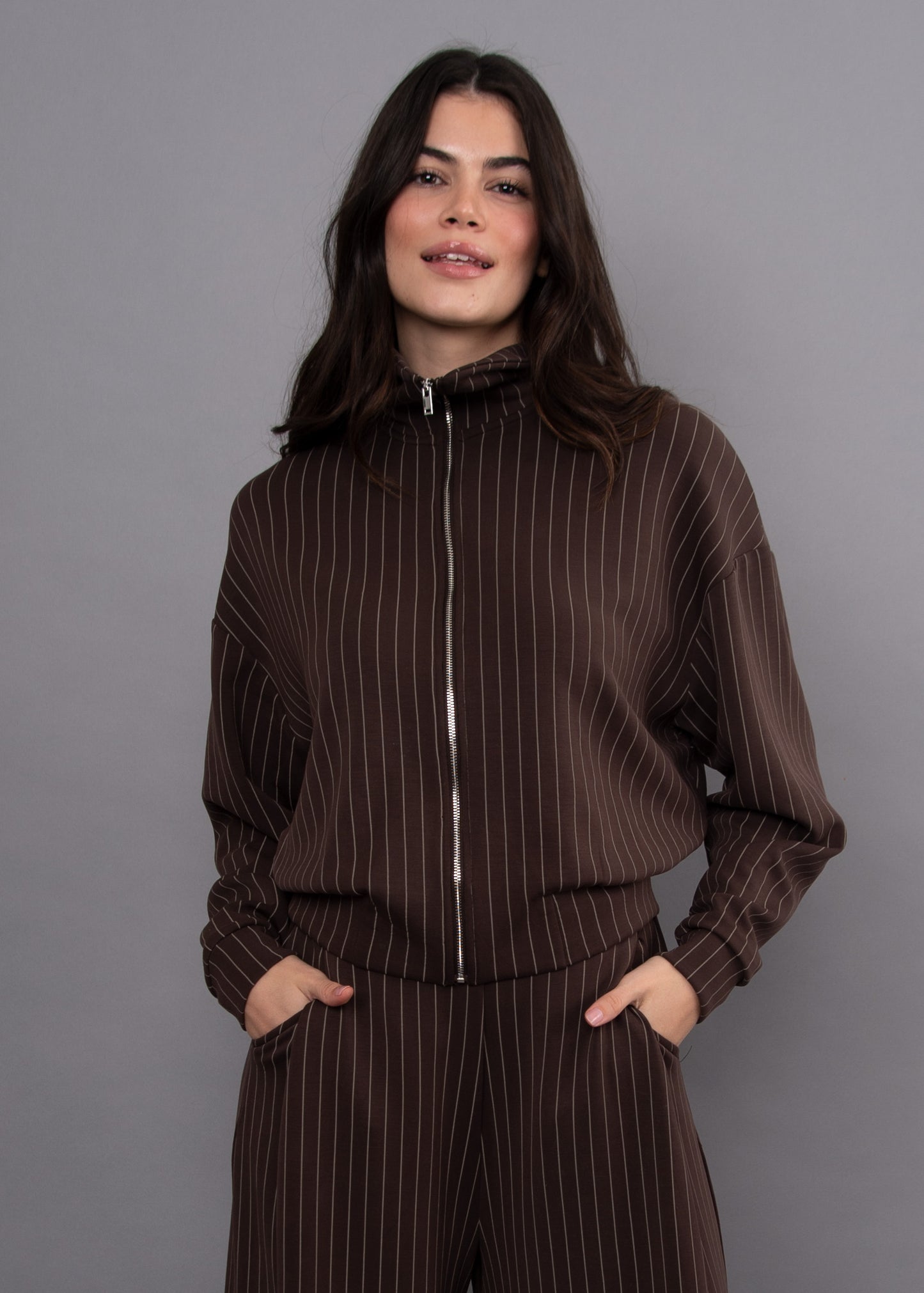 Mauritz Striped zip Up Top