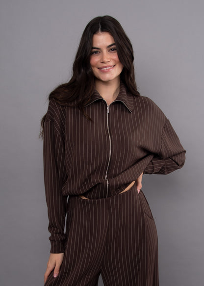 Mauritz Striped zip Up Top