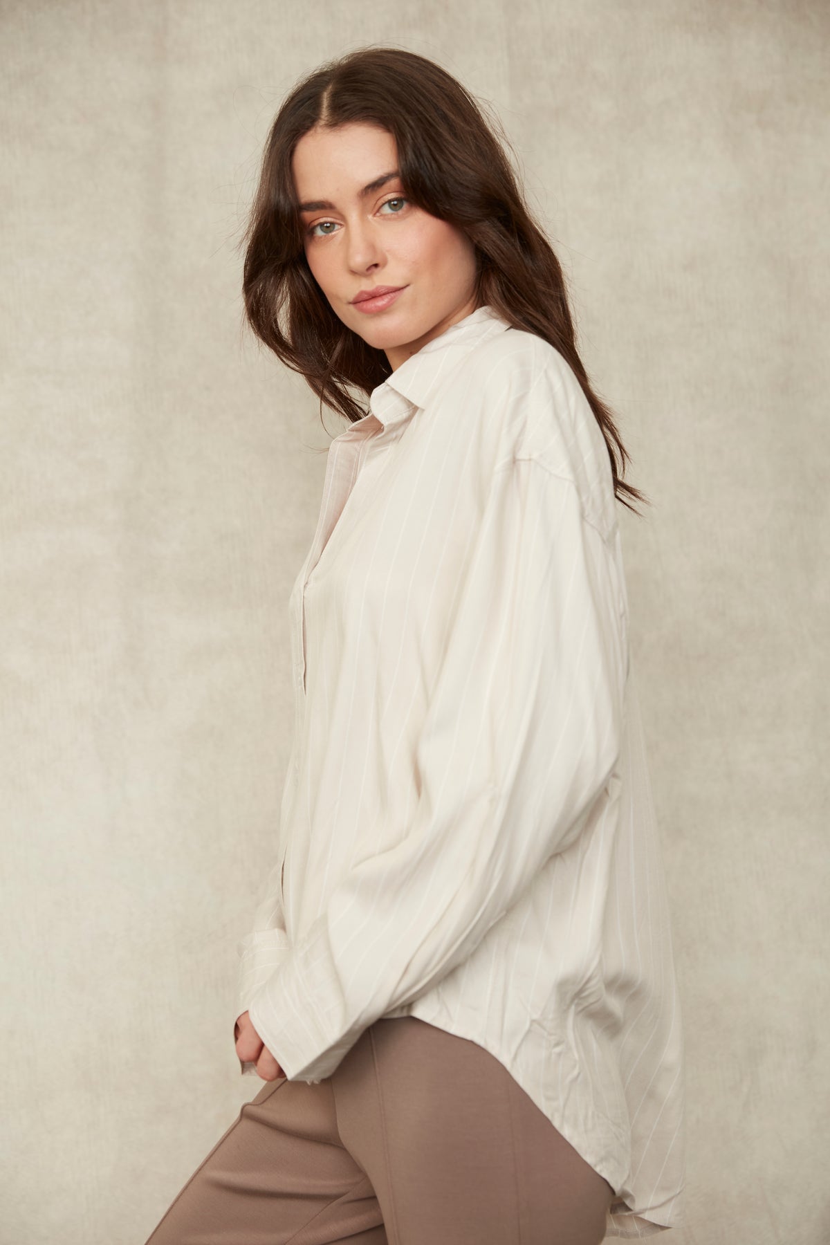 Michelle Striped High Low Shirt
