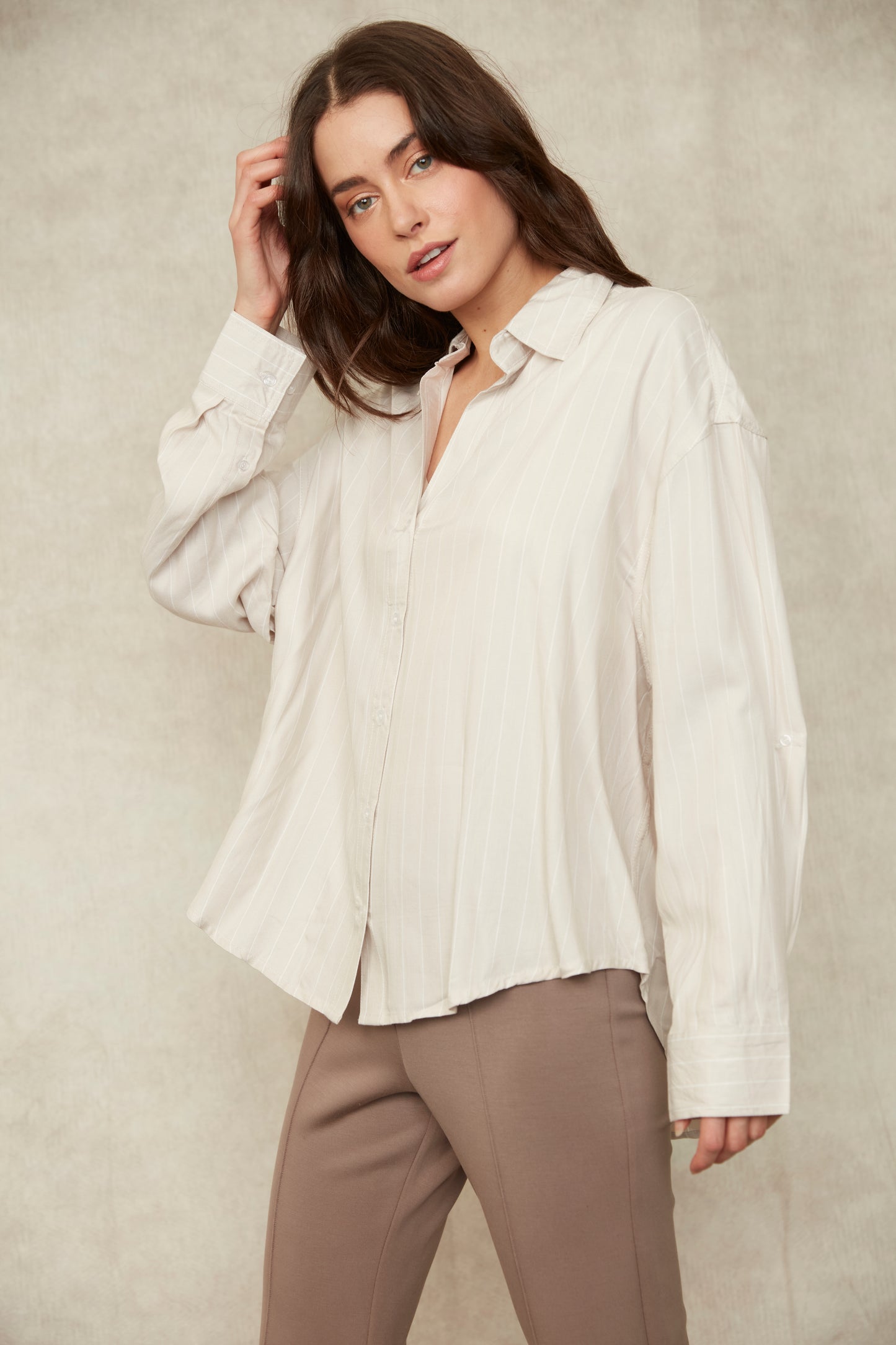 Michelle Striped High Low Shirt