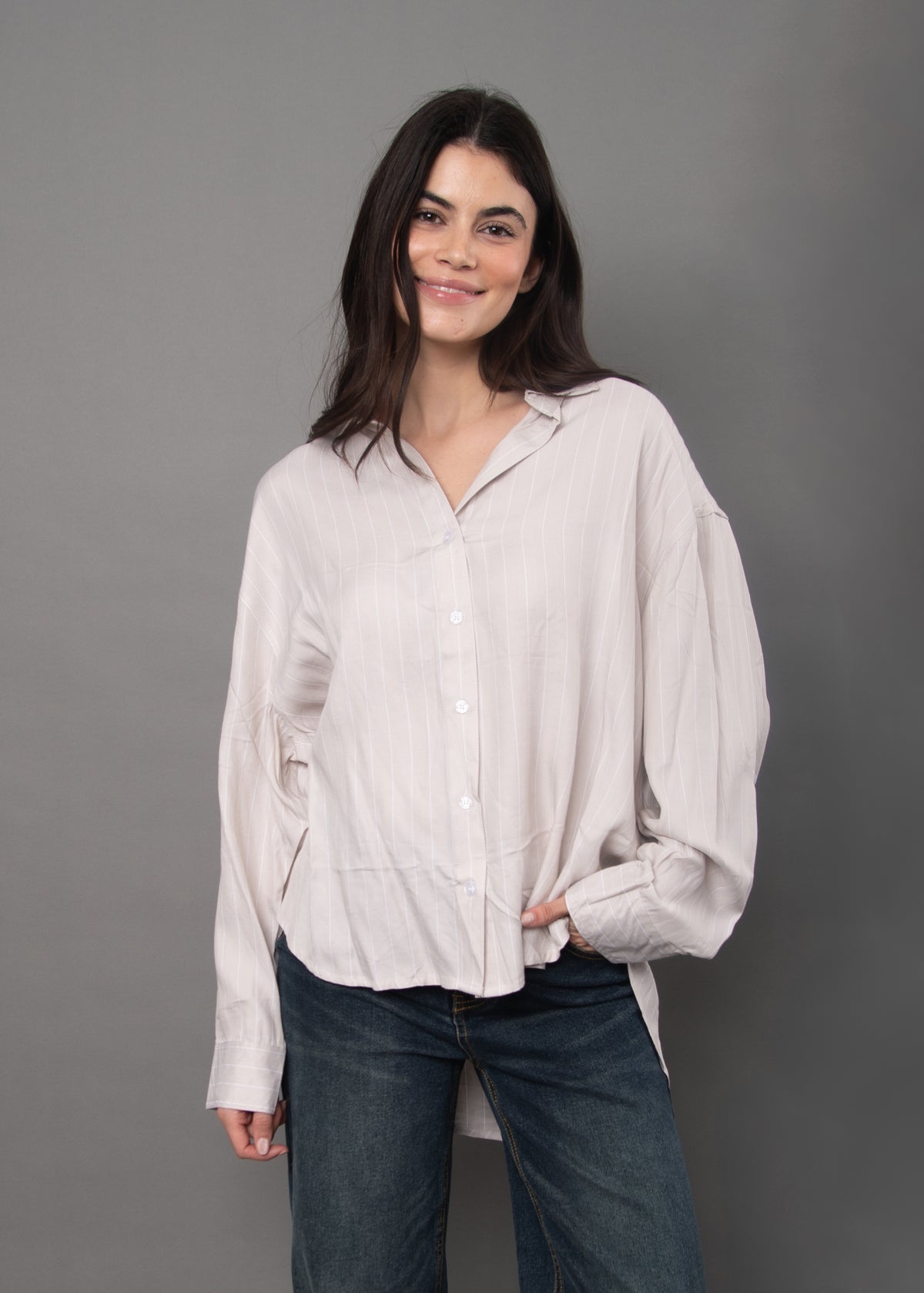 Michelle Striped High Low Shirt