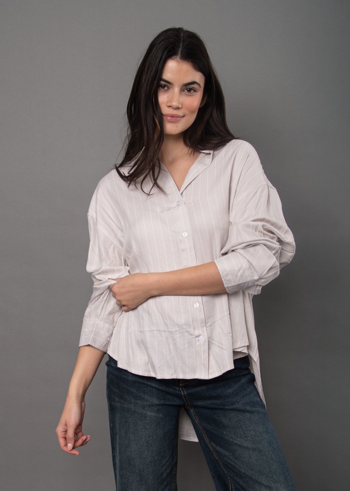 Michelle Striped High Low Shirt