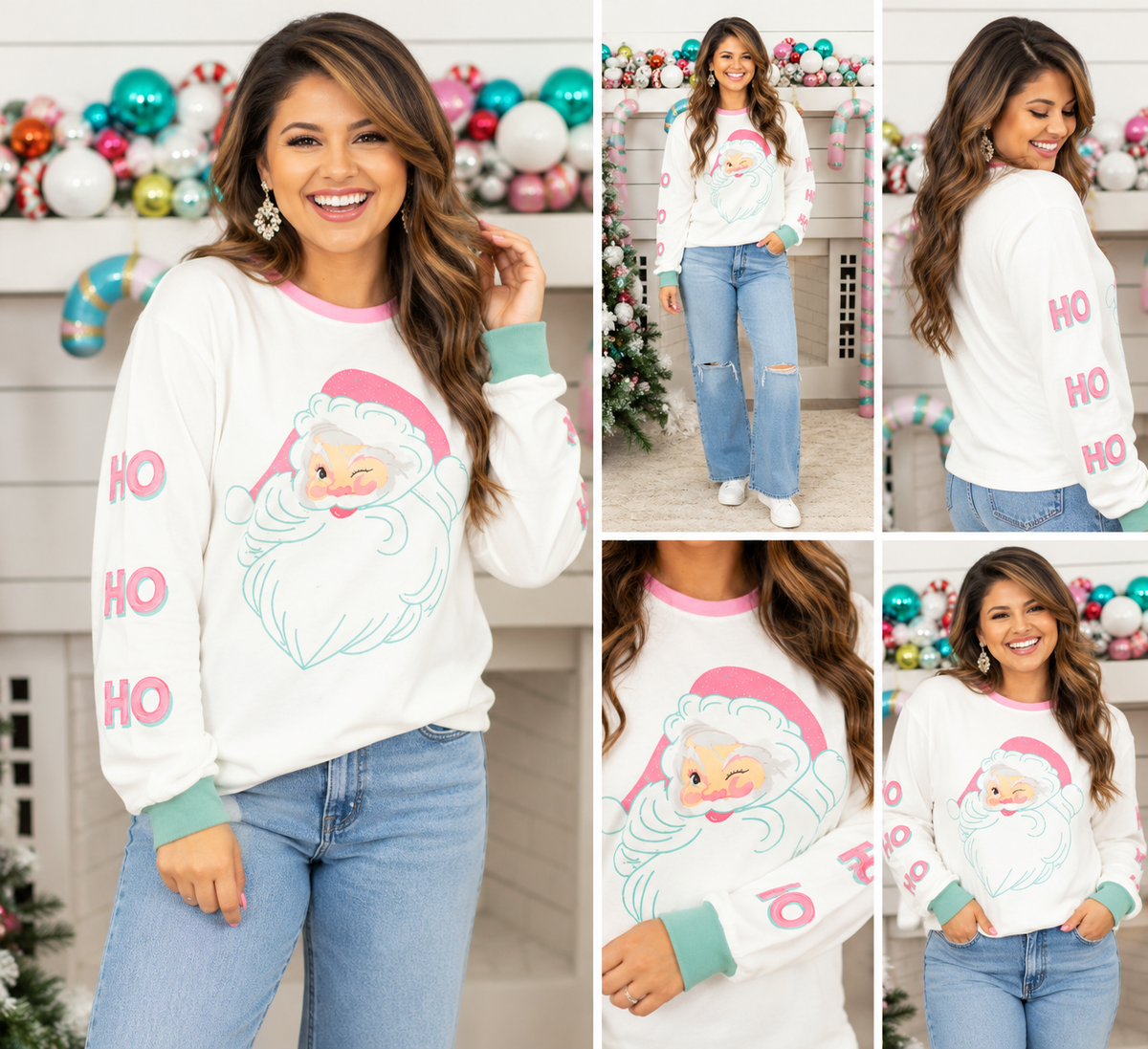 Santa Sequin Ho Ho Ho Pullover