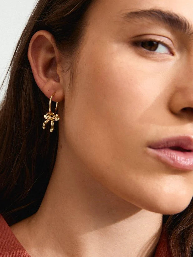 Cassian Bow Hoop Gold Plated Earrings