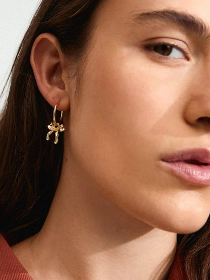 Cassian Bow Hoop Gold Plated Earrings