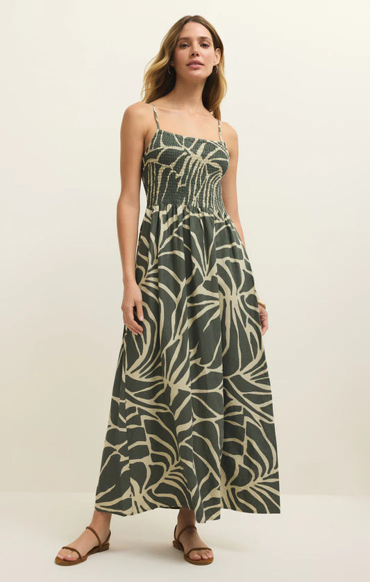 Bayside Tova Palm Linen Maxi Dress