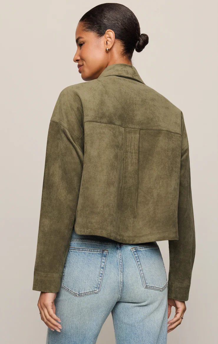 All Day Cropped Faux Suede Jacket