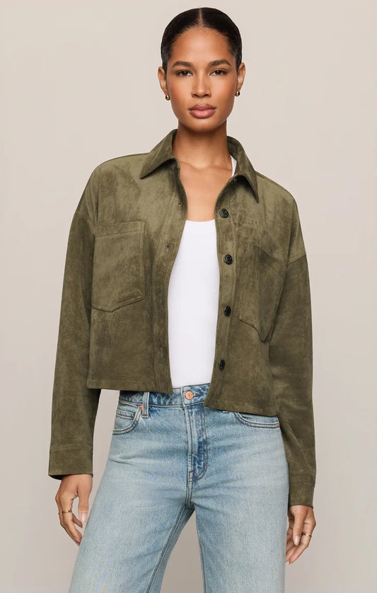 All Day Cropped Faux Suede Jacket