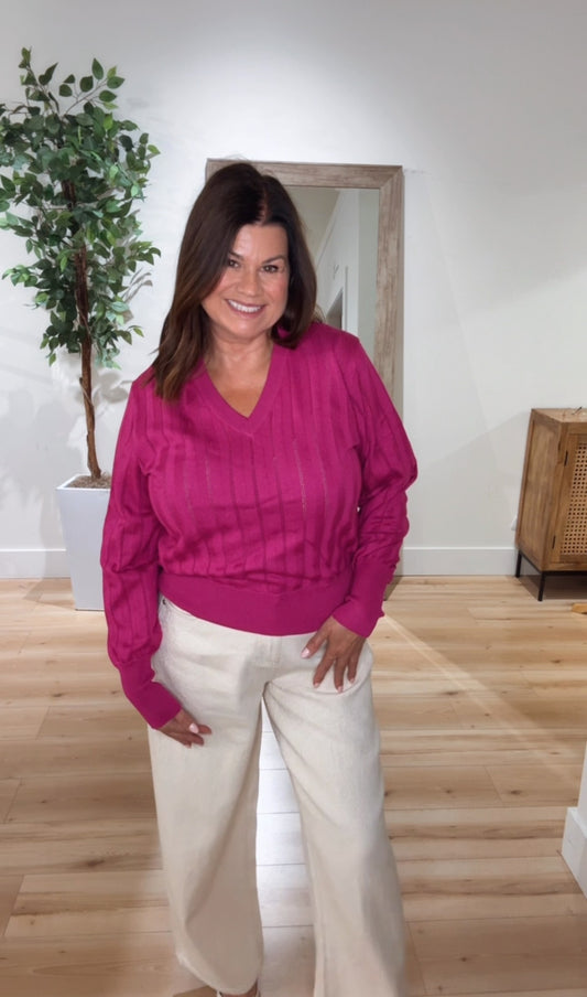 Morla V Neck Pointelle Pullover