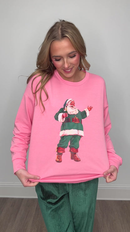 Santa With Champayne Cewneck Top